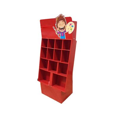 China Customized High Quality Recyclable Paper Size Product Display Stand Corrugated Cardboard Tray Painting Material Display Paper Rack For Store for sale