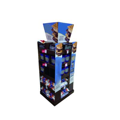 China 300g Wholesale Custom Folding Supermarket Hot Sale Corrugated Cardboard Cookie Display Bulk Food Display Stand CCNB+B flute for sale