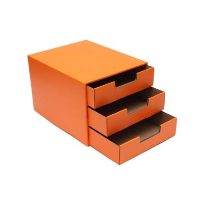 China Recyclable New Style Custom Orange Printed Corrugated Drawer Cardboard Storage Box for sale