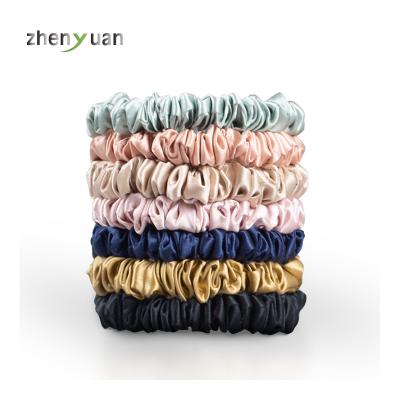 China New Small Mulberry Fashion Silk Scrunchies Silk Scrunchy Shinier Skinny 1cm Sheer Hair Accessories for sale