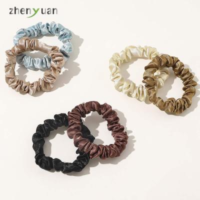 China Fashion skinny pure silk scrunchies manufacturers 16 19 22momme custom logo 100% silk elastic hair bands for sale