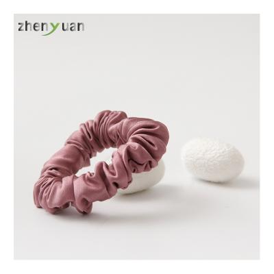 China Fashion small silk scrunchies hand tied luxury real satin hair weft extension silk scrunchies for sale