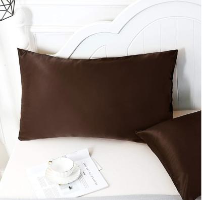 China Anti-Static In Stock Pure Design Private Label Pillow Cover Set Pillowcase Satin Emulation Silk Pillow Cooling Case for sale