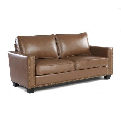 China Sofa Air Leather Performance Sectional Sofa, Transitional Style Sofa With Rivets Of Metal for sale