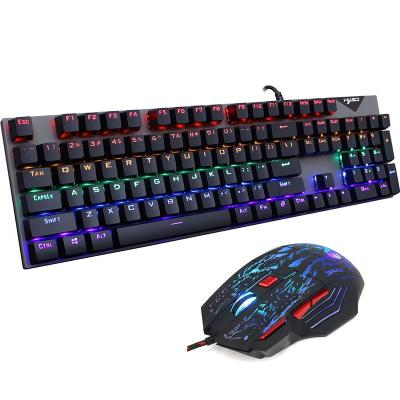 China Hot Selling Anti-Ghosting Rainbow Backlight Gaming Gamer Professional Mechanical Keyboard and Mouse Set RGB Combos Kits Set for sale