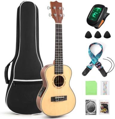 China Popular 23 Inch Hawaii Ukulele Soprano Concert, Mini Guitar With Bag, Electric Ukulele, Tuner, Strap, String Ukelele For Beginner for sale