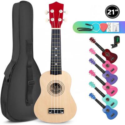 China 21 Inch Painted Ukulele Soprano Ukulele, For Adult Beginner Student Kids Ukele Kit, Hawaii Mini Guitar, With Gig Bag, String Pick Tuner for sale