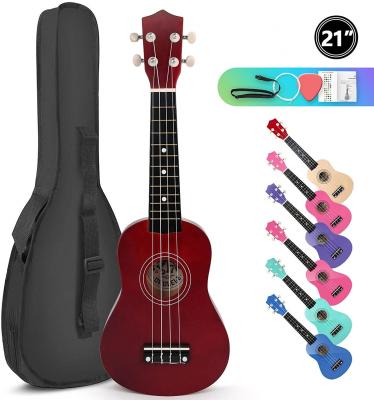 China Painted 21Inch Ukulele Soprano Ukulele For Adult Kids Beginner Students Hawaii Mini Guitar Kit With Tuner Musical Instrument Bag String Pick for sale