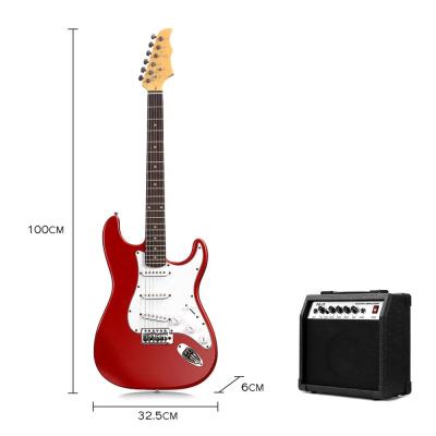 China Exquisite 39 Inch Normal Beginner Huasheng Musical Instrument Electric Guitar Kit With 25 Watt Amplifier Metallic RED for sale