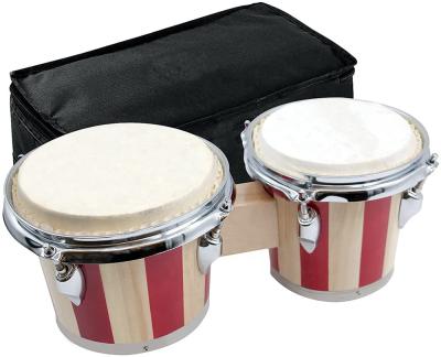 China Sheepskin Bongo 7 Inch X 8 Inch Hand Drum Kids Adults Set Leather Drumhead Adjustable Percussion Instruments for sale