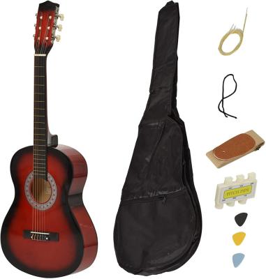 China Basswood 36 Inch Nylon String 3/4 Inch Nylon String Student Beginner Player Wooden Straight Classic Guitar Kit with Gig Bag, Strap, Pitch Pitch (RED) for sale