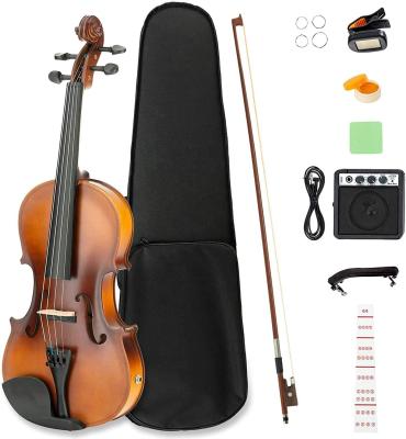 China Advancement Student Violin 4 Rise 4 Good Quality Solid Wood Beginner Violin Starter Flawless Electric Kits With Black Case Bow Rosin Tuner Accessories Mat Color for sale