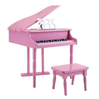 China Baby MusicToy Mechanical Toy Mini Musical Instrument 30 Keys Children Wooden Piano For Children Hand-eye Coordination PINK for sale