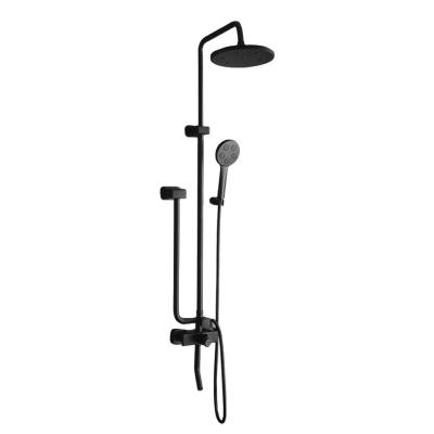 China Without Diverter Wall Mount Bathroom Luxury Black Shower Set With Rain Shower Head And Hand Held Shower for sale