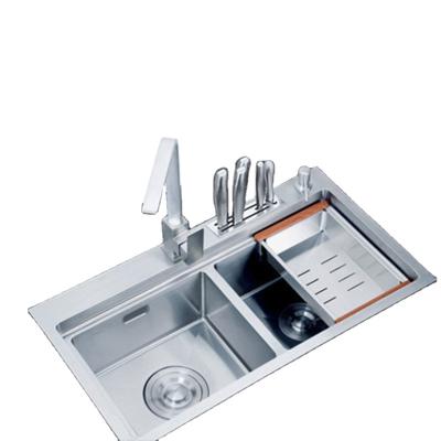 China With faucet newest sanitary ware stainless steel washbasin kitchen sink stainless, double kitchen sink for sale