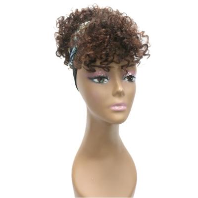 China Synthetic Hair Bun Novelties Wig Afro Puff Hair Bun Drawstring Ponytail With Bangs For Women Short Curly Curly Pineapple Headband Wig Women Color for sale