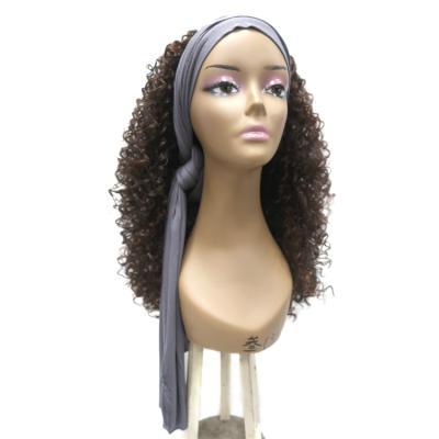 China New Arrivals Jerry Curly High Quality Black Women's Elastic Wig Hairband Headband Kinky Curls Machine Made Deep Curls Synthetic Fiber Kinky Curls for sale