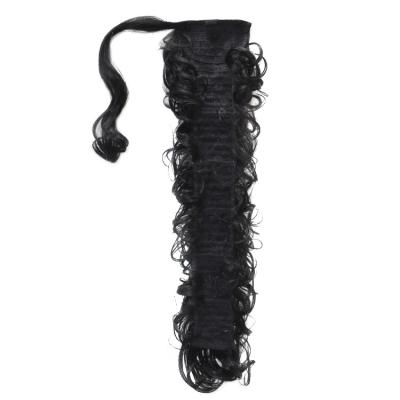 China New Arrivals Synthetic Long Waist Chain Lace Up Low Messy Black Women Big Curly Hair Extension Accessories Wrap Around Ponytail for sale