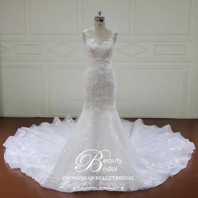 China Factory price alibaba breathable mermaid wedding dress with long train for sale