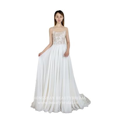 China Zhongshan Newest Breathable Beauty Bridal Desin Chiffon Wedding Dress Bridal Gown With Crystal Beading for sale