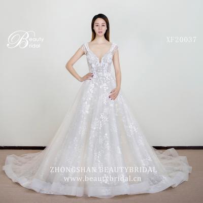 China pretty hot sale Anti-wrinkle off the shoulder design ball gown lace wedding dress with sweetheart neckline deep wedding dress 2021 for sale