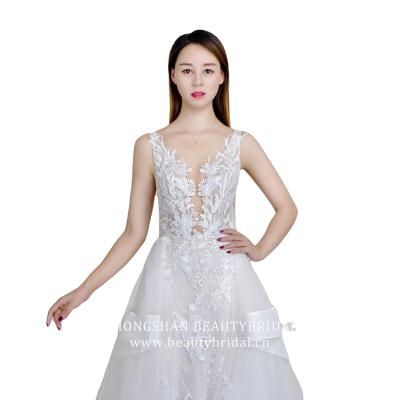 China Anti-wrinkle stunning mermaid wedding dress with shinny fabric and ruffled skirt wedding dress 2021 for sale