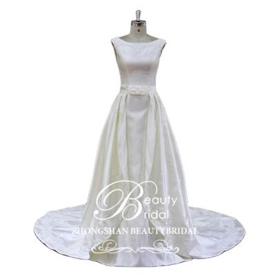 China XF17039A High Quality Anti-static Satin Simple Elegant Straight Wedding Dress With Detachable Train 2021 for sale