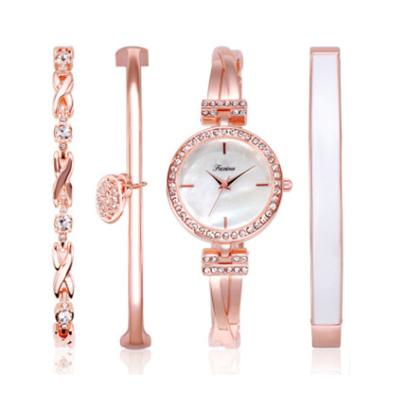 China China Supplier Wholesale Auto Date Girls Gift Minimalist Rose Gold Watch Jewelry Set Wrist Clock Woman Fashion Female Ladies Watch for sale