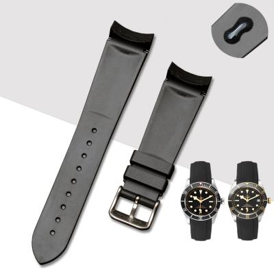 China Wholesale Waterproof Strap Rubber Replace Watch Band Luxury High Quality 22mm Curved Rubber Strap for sale