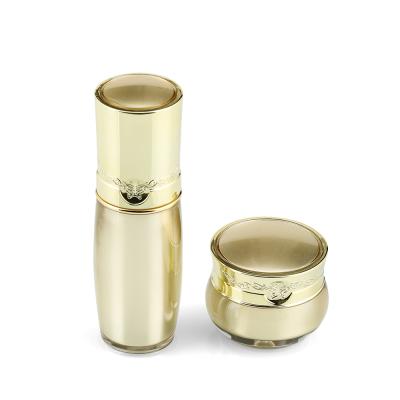 China BEAUTY PACKAGING Empty Bottles Set Refillable Round Acrylic Cosmetic Jar Cosmetic Containers Cream Bottles for sale