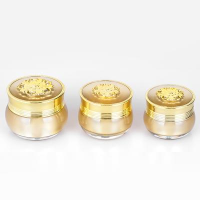 China 10g 12g 15g 20g 30g low moq gold cap jar luxury acrylic cream jar stock cosmetic jars skin care cosmetic ready for sale