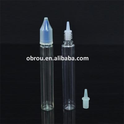 China Pharmaceutical in 15ml e stock cig bottle pen shape clear PET plastic dropper bottle with child safe cap for sale