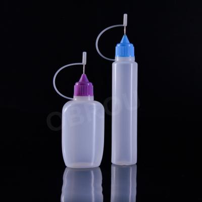 China Spouted Plastic Bottle HDPE/LDPE Eye Dropper Eliquid Bottle 1oz Wholesale pe dropper bottle with metal needle cap for sale