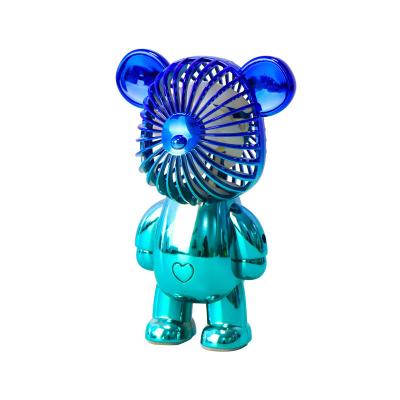 China Neck+waist+hands Mini Bearbricklys Violent Fan Art Portable Creative Desktop Student Mute USB Charging Handheld Fan for sale