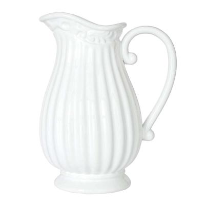 China Traditional Ceramic Pitcher Vase With Handle Decorative Vase For Flower Arrangements Creamer Pitcher With Handle for sale