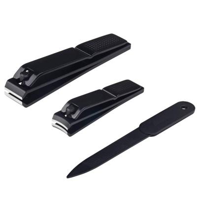 China Personal Care 3 Pieces Stainless Steel Toenails and Toenails Clippers and Black Toenail Files Set for sale