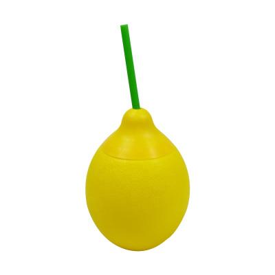 China 600ml BPA Free Viable Plastic Food Grade Fruit Avocado Shaped Straw Water Bottle Drink Cup With Lid for sale