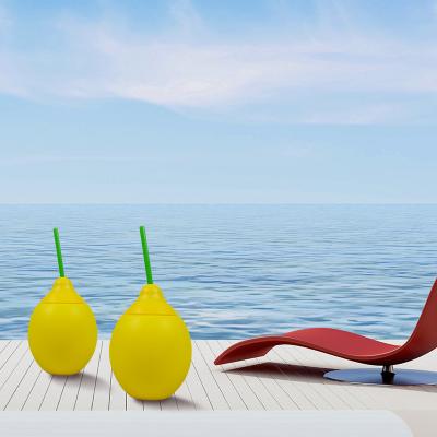 China Sustainable Fashionable Creative Hawaiian Beach Party Summer Plastic Fruit Fruit Shape Lemon Bottle Cups for sale