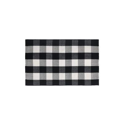 China Black and White Door Mat Kitchen, Bathroom Position Kitchen Washable Cotton Plaid Kitchen Blanket Mat for sale