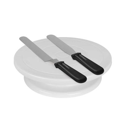 China Sustainable 11 Inch Rotatingcake Turntable Set With 2 Icing And 3 Icing Spatula Smoother for sale