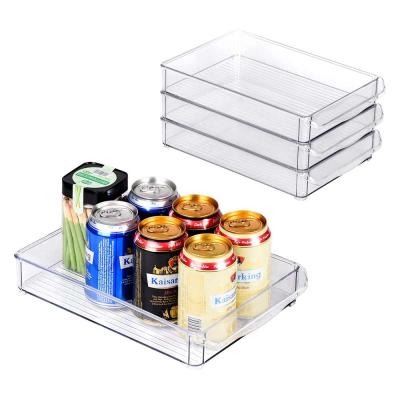 China Freshness Preservation Refrigerator Bins Tray Clear Stackable Clear Refrigerator Storage Bin Deep Wide Deep Freezer Storage Bin for sale