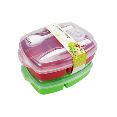 China Freshness Preservation Plastic Bento Lunch Box Set Food Storage Containers With Fork And Knife for sale