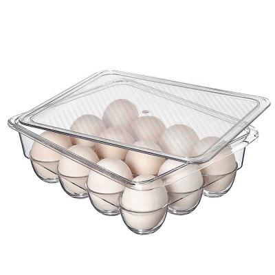 China Sustainable Stackable Plastic Covered Egg Tray Holder Storage Container Organizer For Fridge With Lid for sale