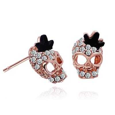 China Black Ethnic Crown Skeleton Skull Stud Earrings Vintage Crystal Crystal Earrings For Woman Fashion Jewelry 2022 for sale