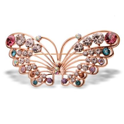 China ALLOY Rose Gold Color Zircon Crystal Luxury Hollow Butterfly Brooches Animal Wholesales Shape Jewelry For Women MLY5383 for sale