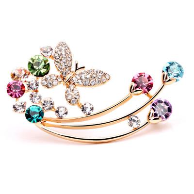 China ALLOY Fashion Rose Gold Plated Crystal Rhinestone Butterfly Brooch Pin Jewelry Accessories Women Brooches for sale