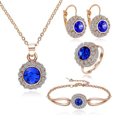 China Vintage 18K Gold Plated Rhinestone Crystal Romantic Moon Crystal Weddings Jewelry Sets Wholesale Fashion Jewelry For Women Y4335 for sale