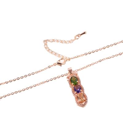 China CLASSIC Cross Chain Rose Gold Plated Crystal Zircon Geometric Pendant Necklace For Women for sale