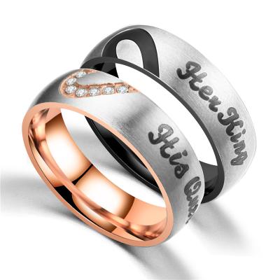 China New FASHIONABLE Stainless Steel Drill Set Peach Mood Couples Ring Fashion Jewelry Half Fashion And Personality YWTSSP-141 for sale