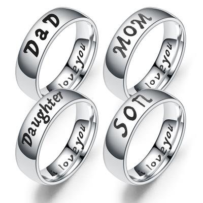 China Hot New Stainless Steel Family Ring LOVE MOM SON DAUGHTER Fashion Jewelry YWTSSP-117 for sale